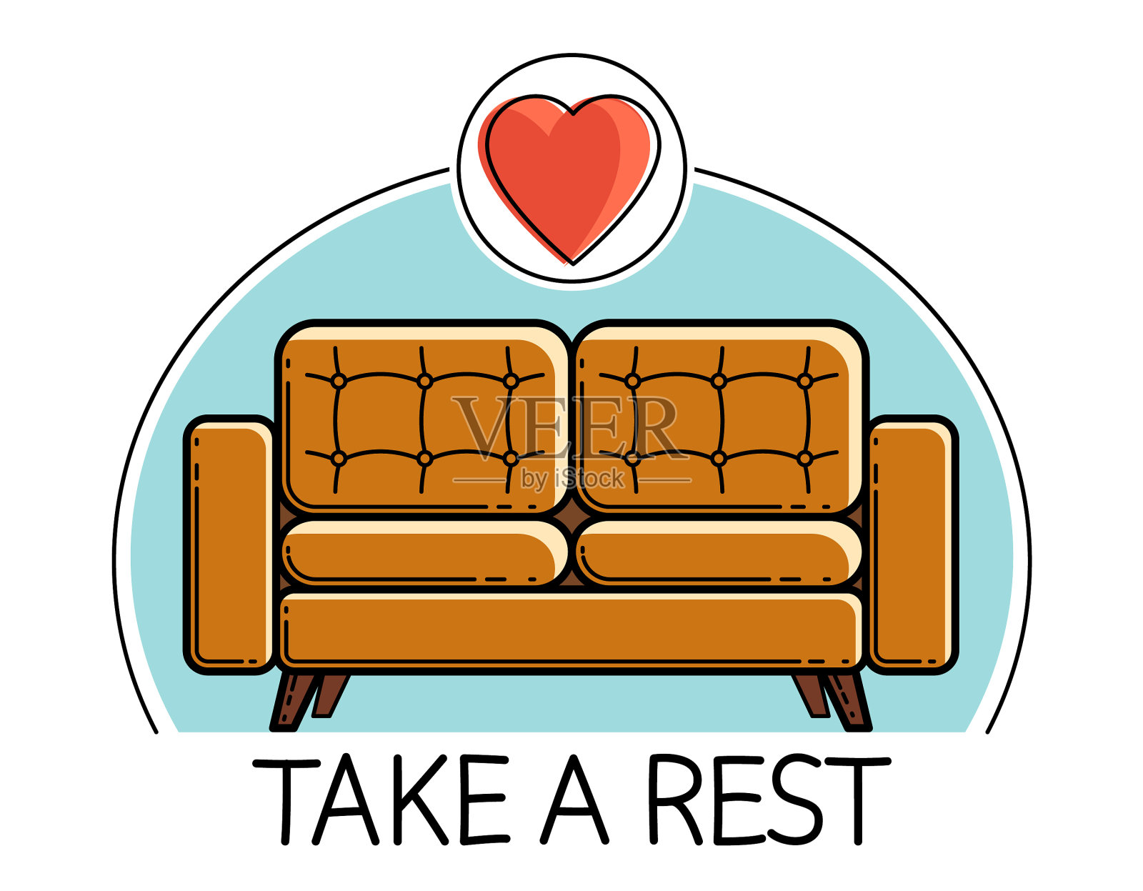 舒适的沙发家具标志或图标插画图片素材