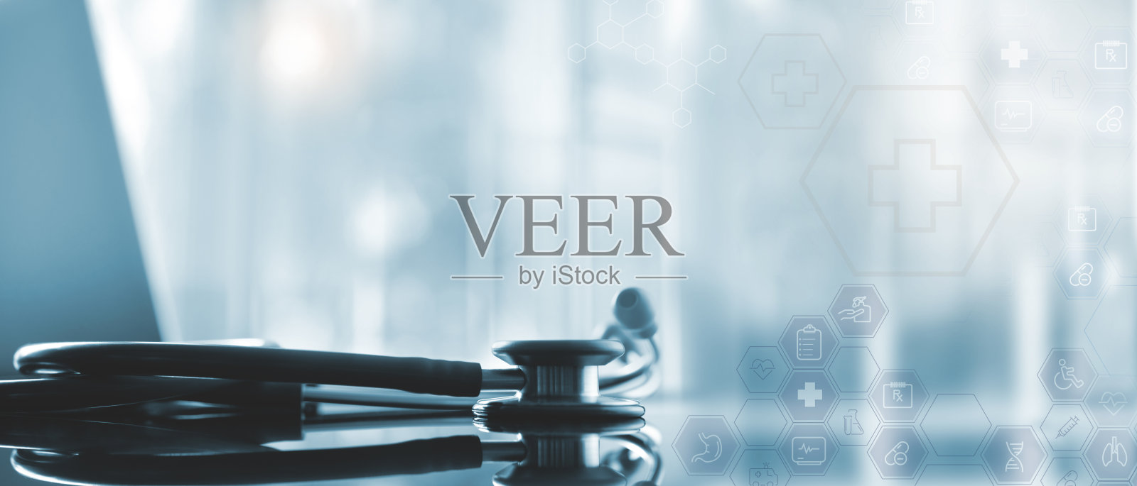 远程医疗、虚拟医院、医疗技术网络概念、健康医学背景照片摄影图片