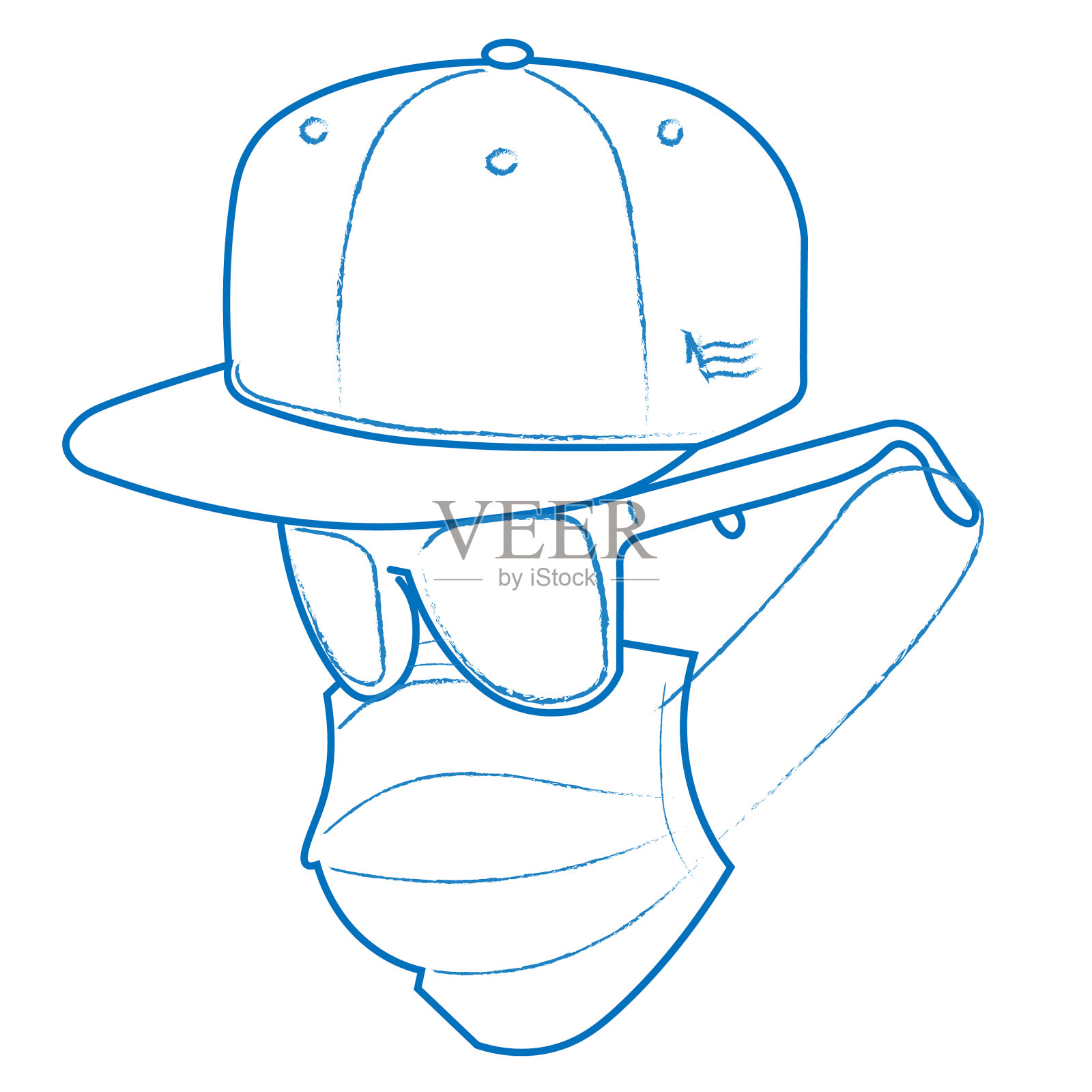 隐形人戴着棒球帽眼镜和面具插画图片素材