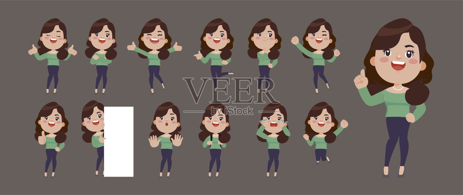 一组摆着不同姿势的人插画图片素材