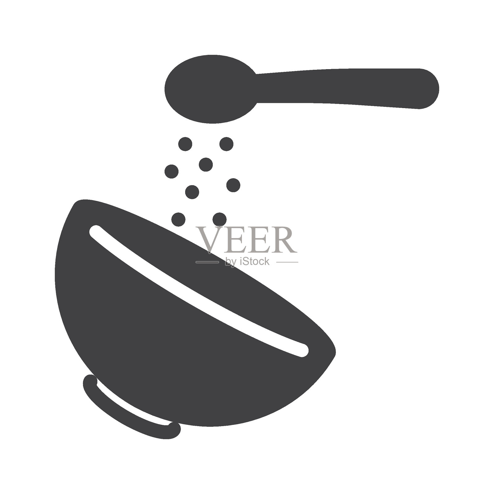 添加糖勺到碗矢量图标插画图片素材