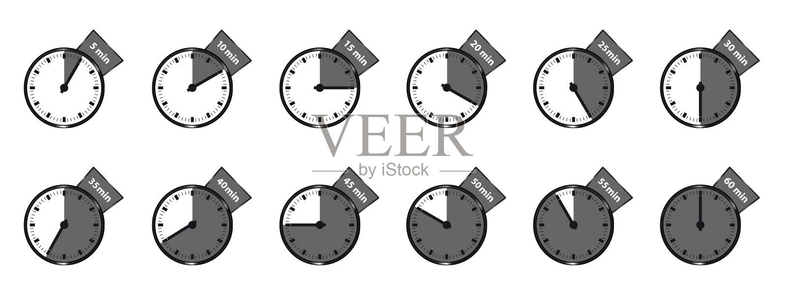 不同的定时器图标-向量插图设置孤立在白色背景插画图片素材