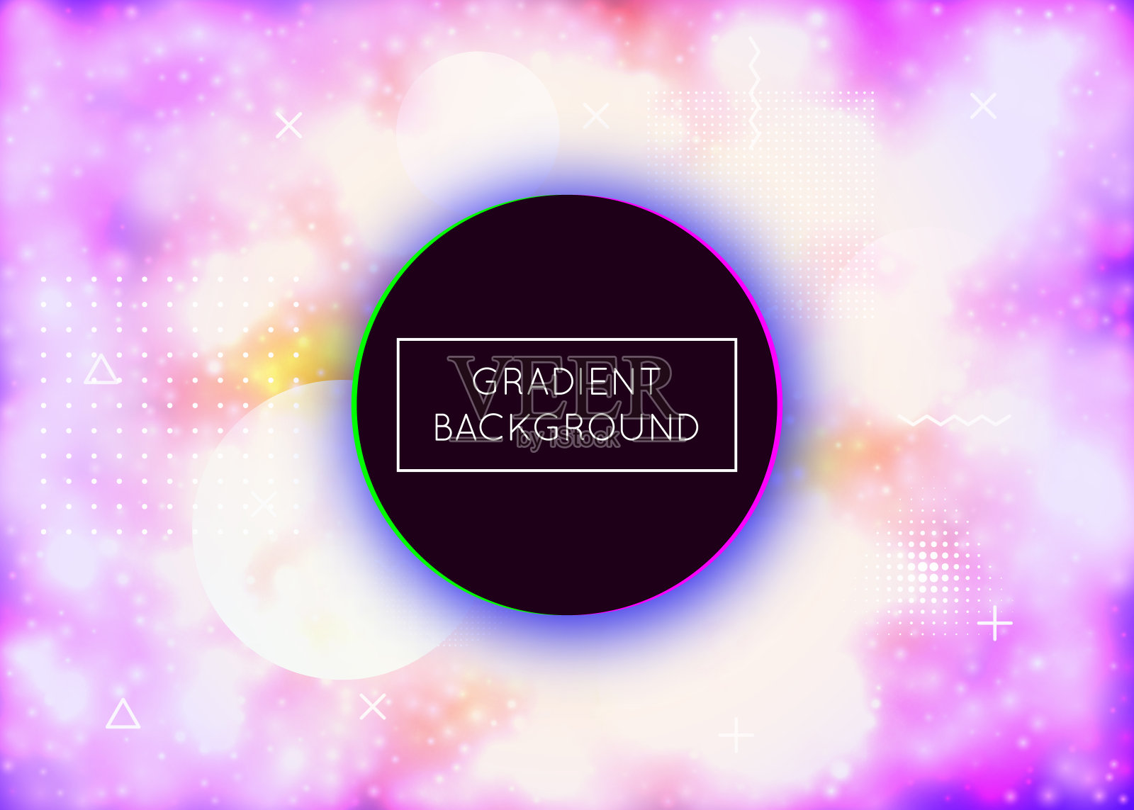 彩虹图案。复古的传单。圆的旗帜。时尚点。紫罗兰插画图片素材