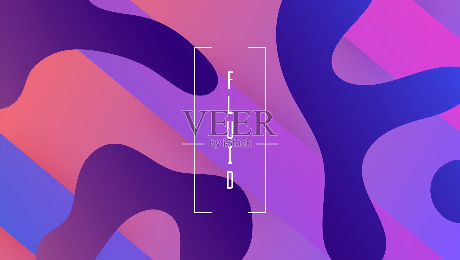 彩虹的布局。艺术的着陆页。流体模式。复古的框架。插画图片素材