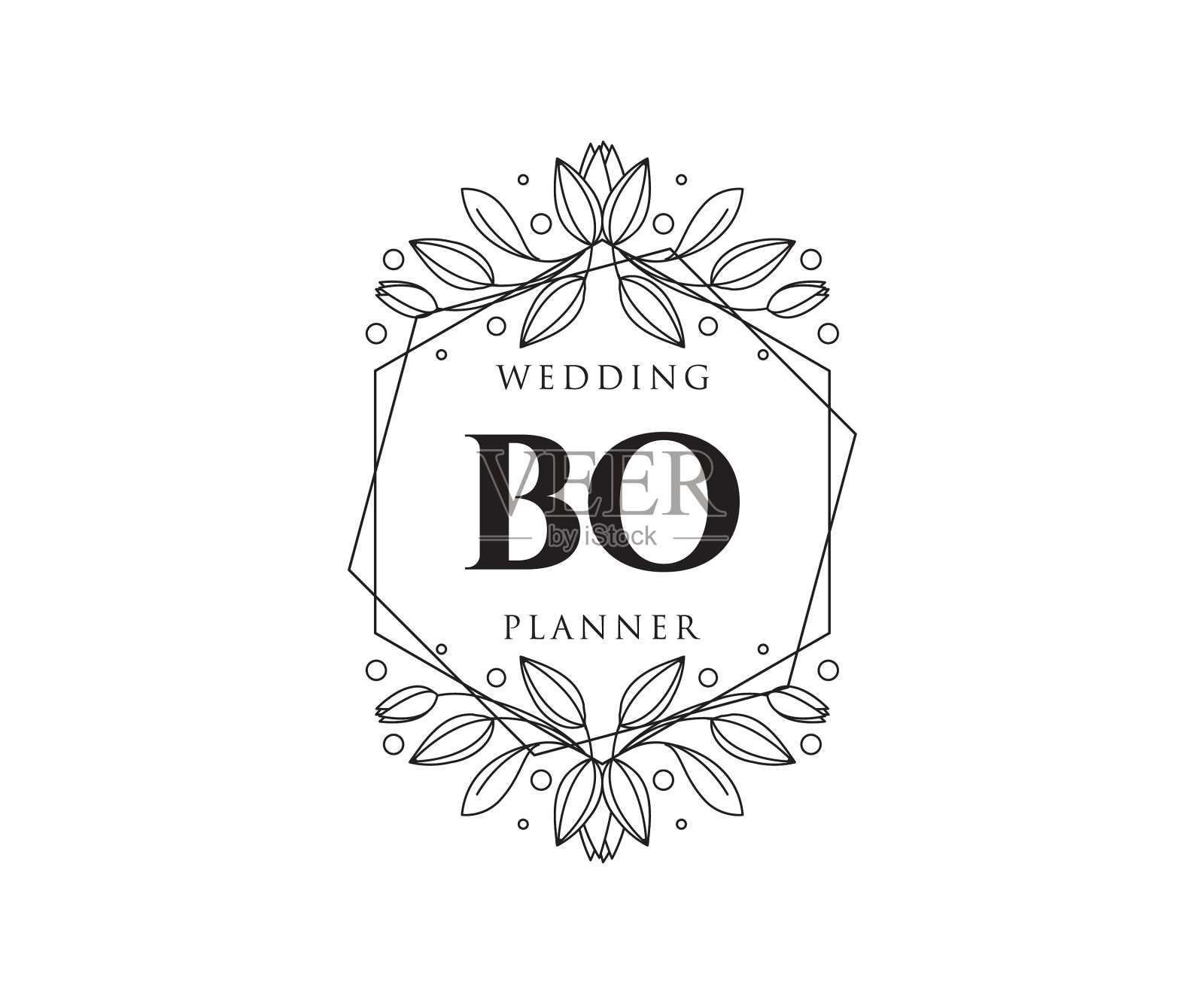 博首字母字母婚礼徽标设计元素图片