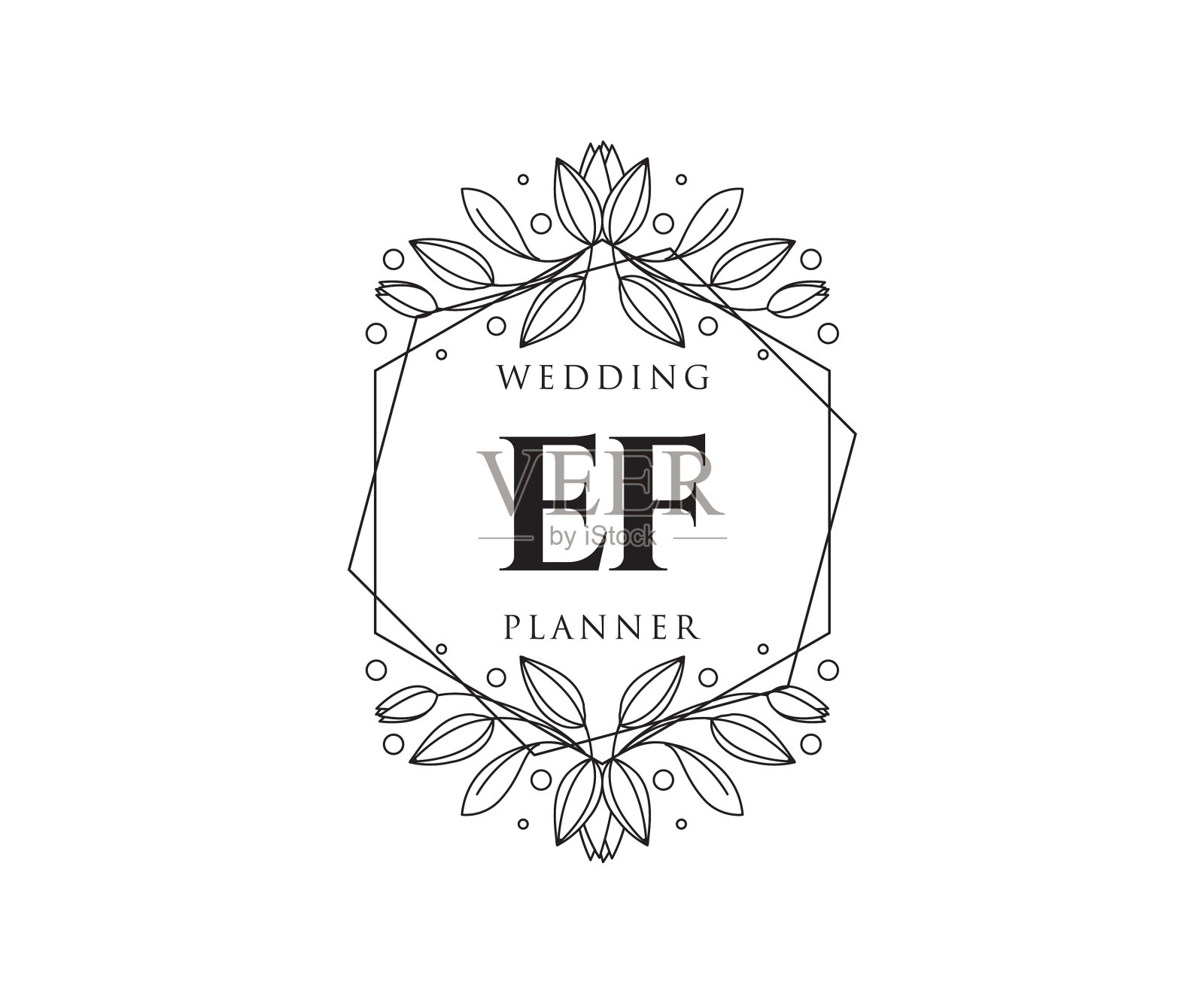Ef的首字母字母婚礼标志设计元素图片
