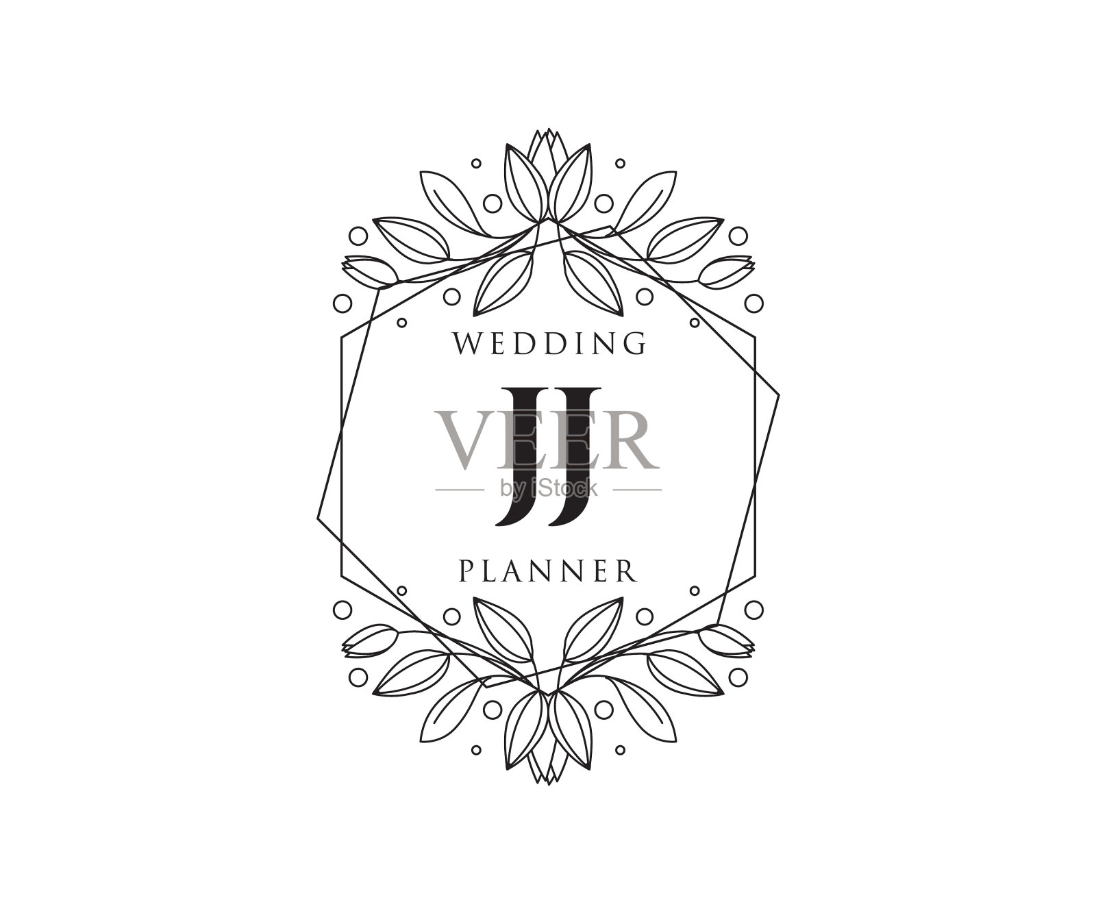 Jj婚礼的首字母字母组合标志设计元素图片