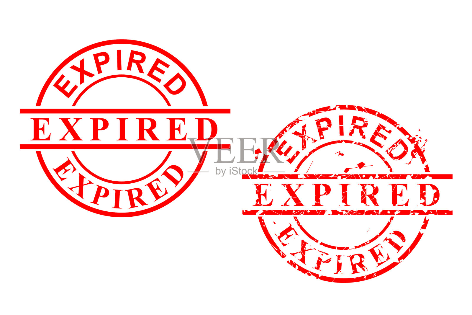 简单套2圈红色橡皮图章过期插画图片素材