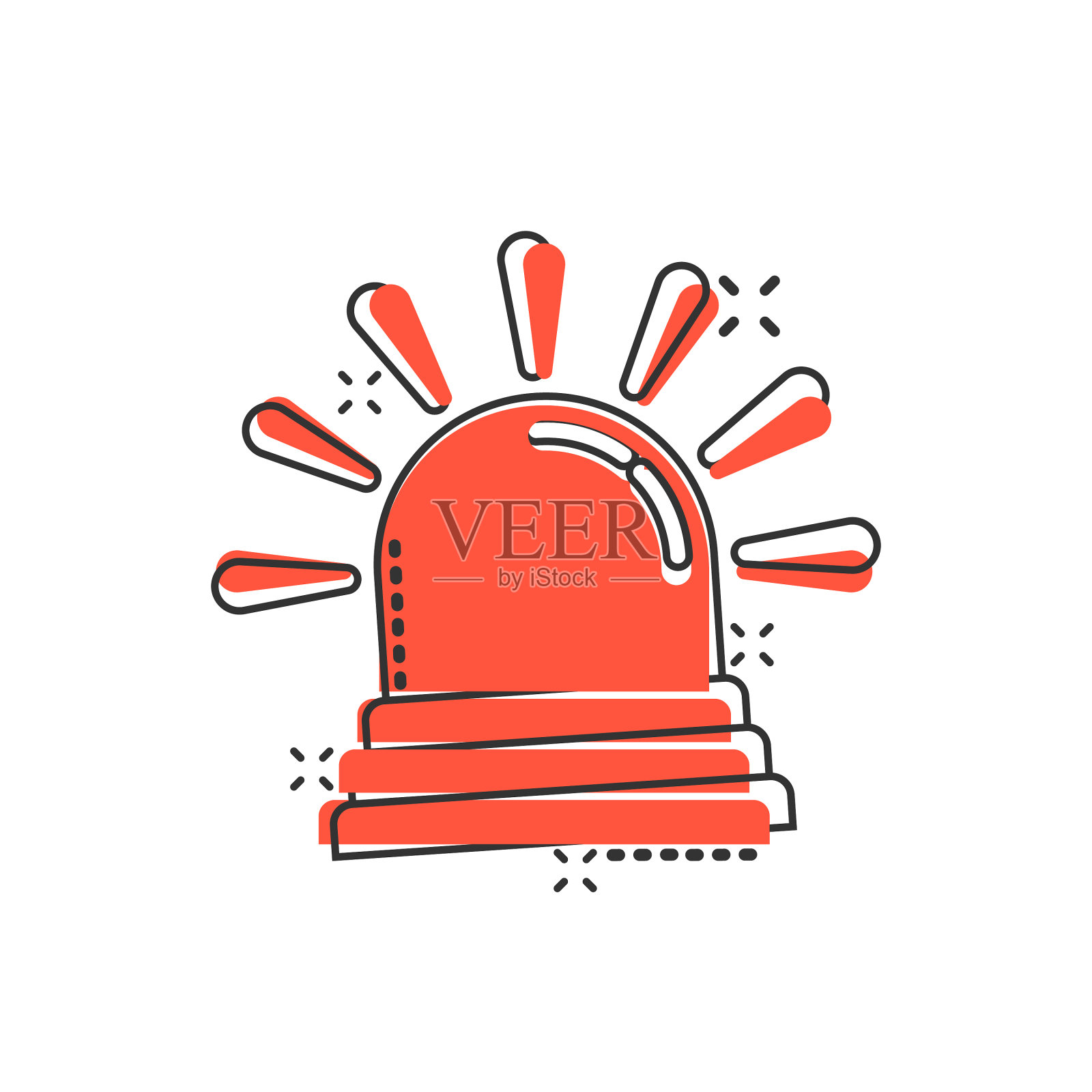 紧急警报图标在漫画风格警报灯图标素材