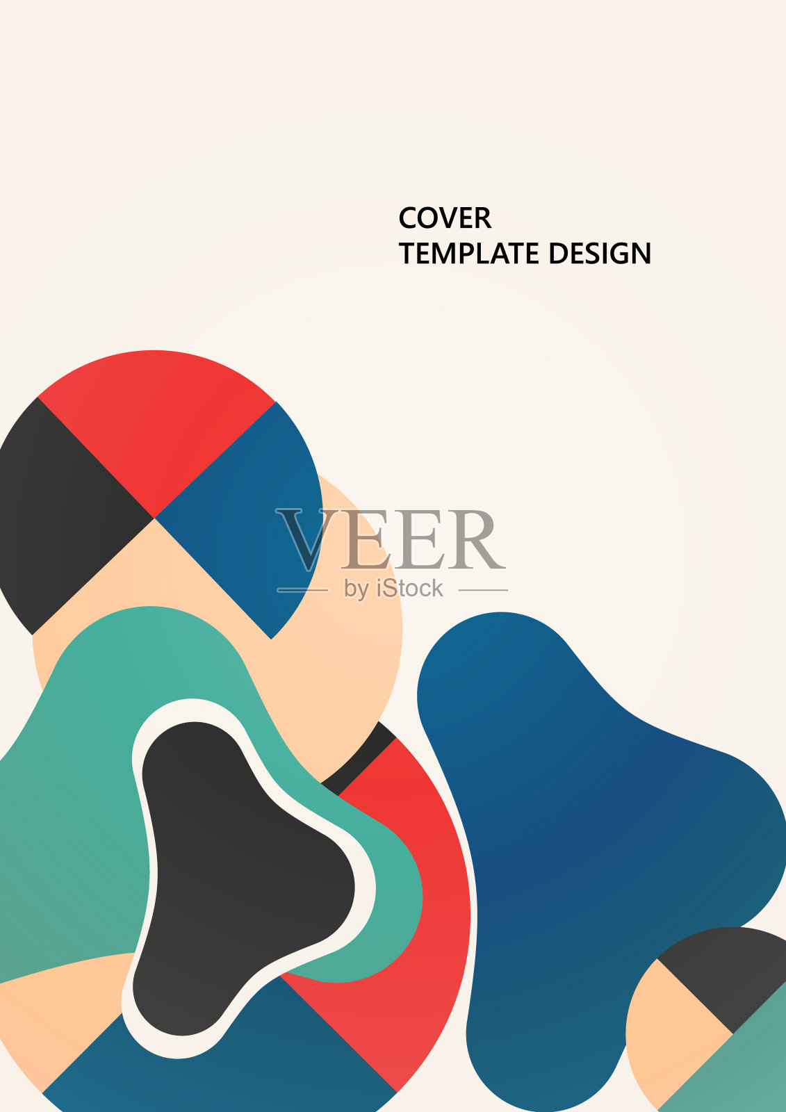 摘要几何图案背景纹理海报封面设计。最小的颜色矢量横幅模板与圆和平滑的形状。向量插画图片素材