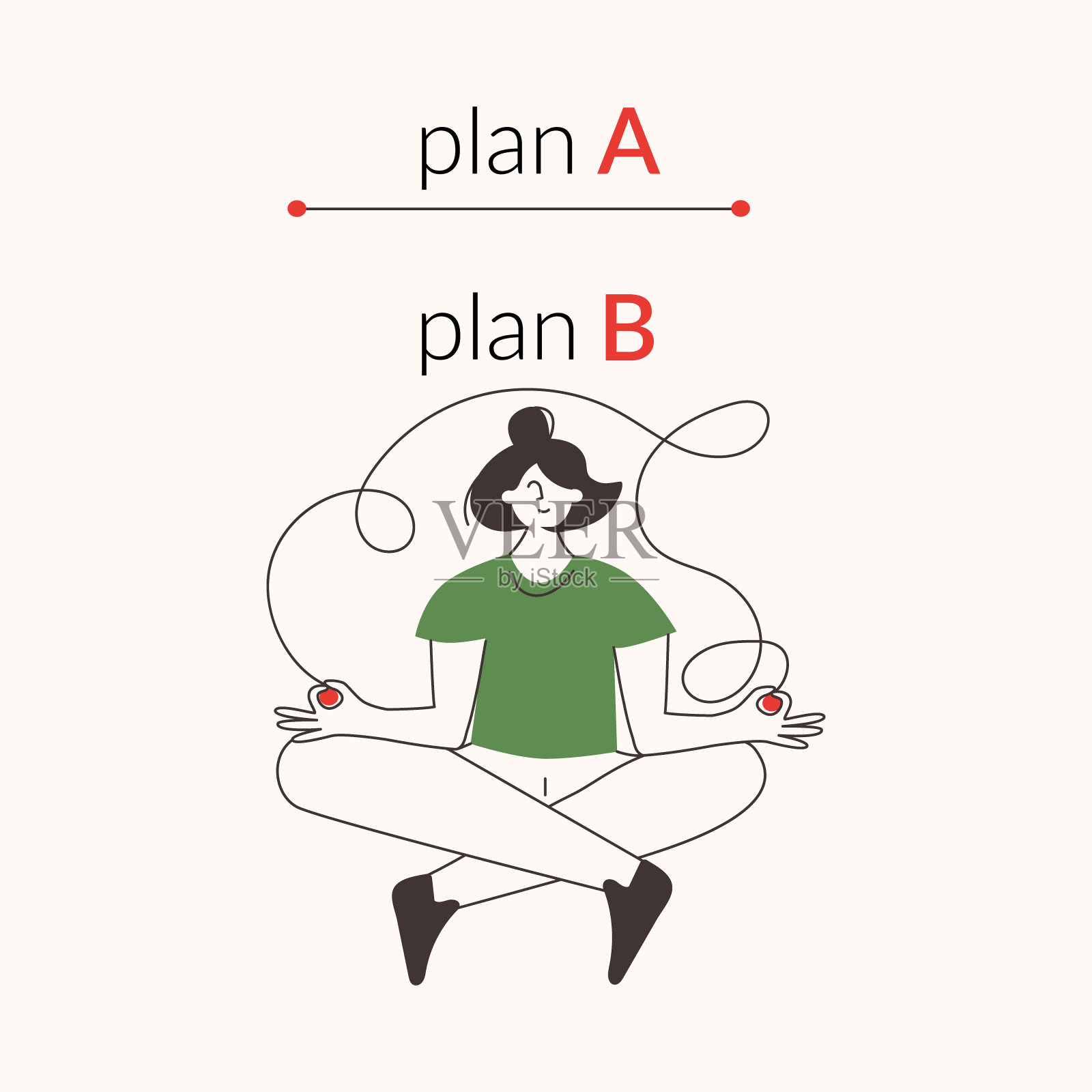 备选难路径概念矢量信息图。挑战选择策略冷静的女人用混乱的方式或积极思考的路线。简单的直接决策vs混乱的艰难曲线插画图片素材