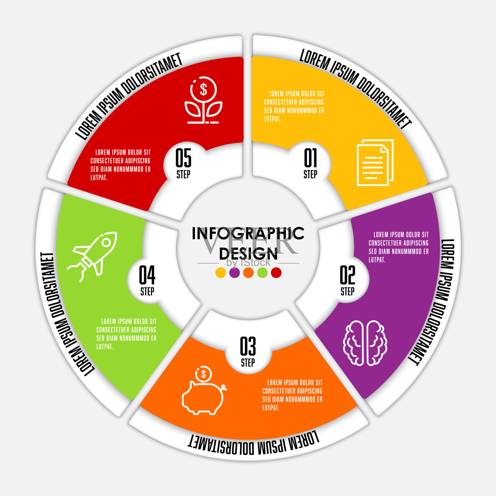 信息图表no.188-5step插画图片素材