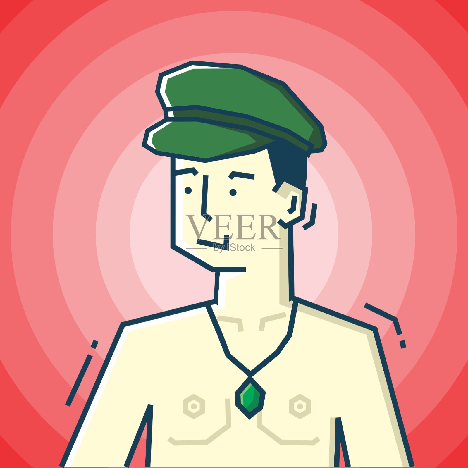 方形脸字符在僵硬的艺术风格插图插画图片素材