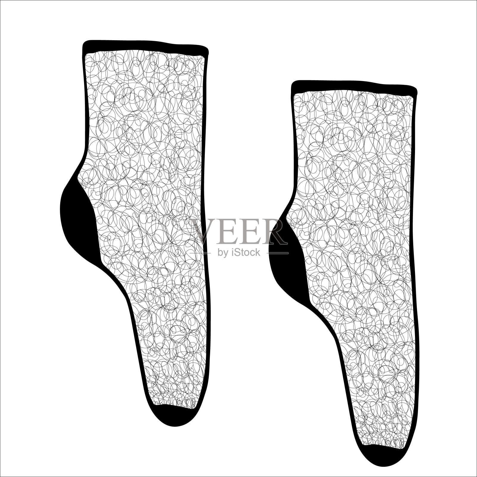 矢量手绘可爱的蕾丝袜子。女人花边袜子素描涂鸦风格。设计元素图片