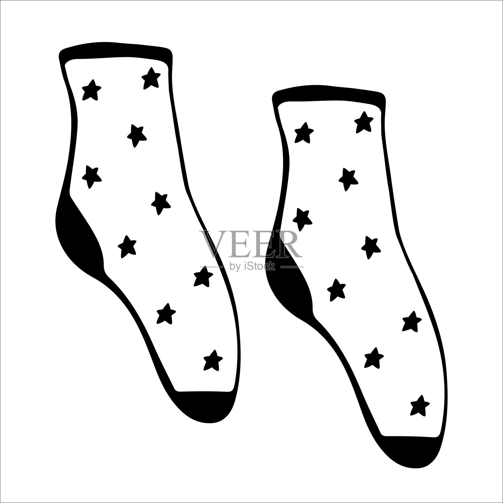 矢量手绘可爱的袜子。女子袜子素描涂鸦风格。插画图片素材