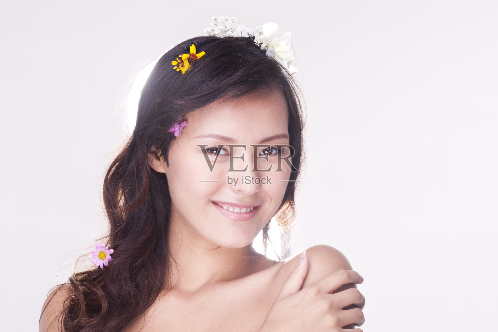 美女和鲜花照片摄影图片