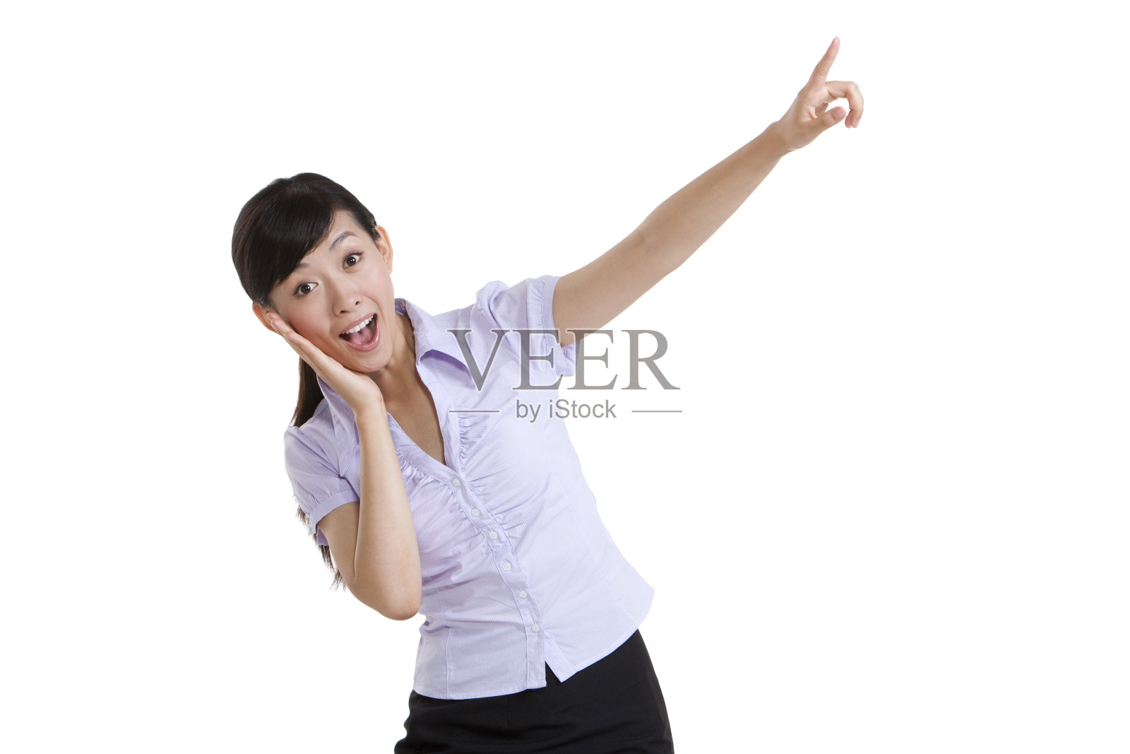 青年商务女士手指前方照片摄影图片