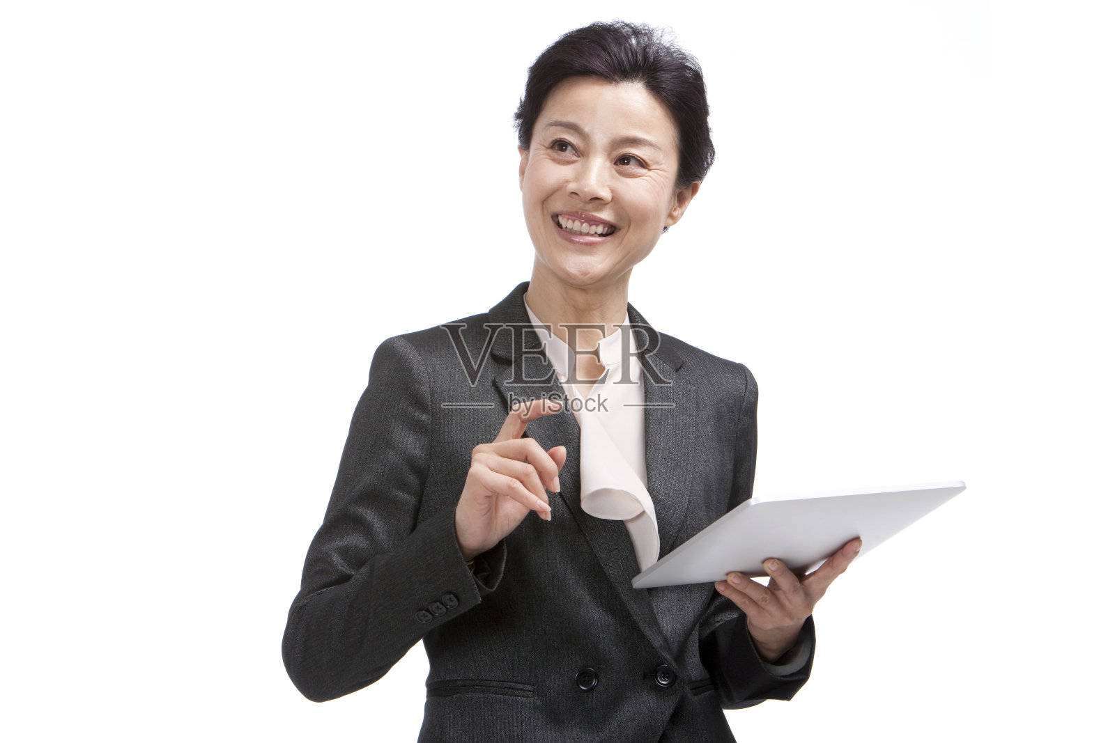 中年商务女士和平板电脑照片摄影图片