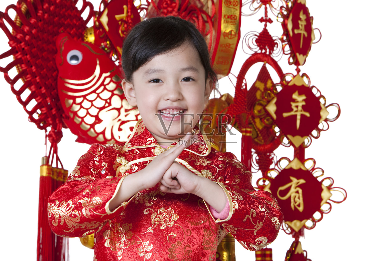 小女孩拜年照片摄影图片