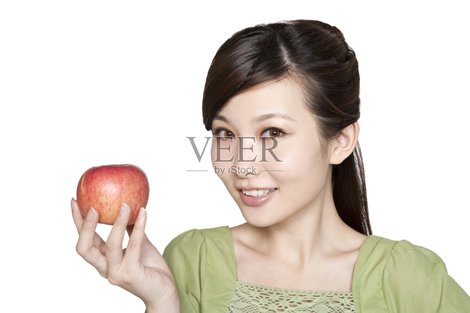 年轻女性和苹果照片摄影图片