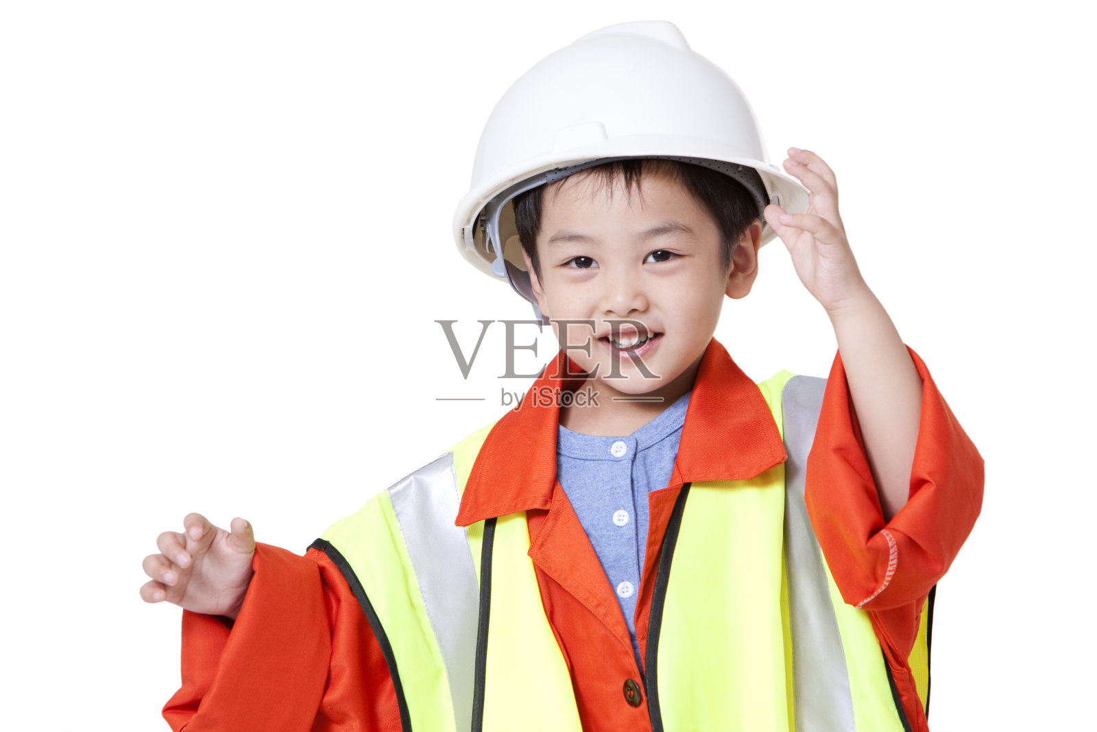 小男孩扮演工程师照片摄影图片