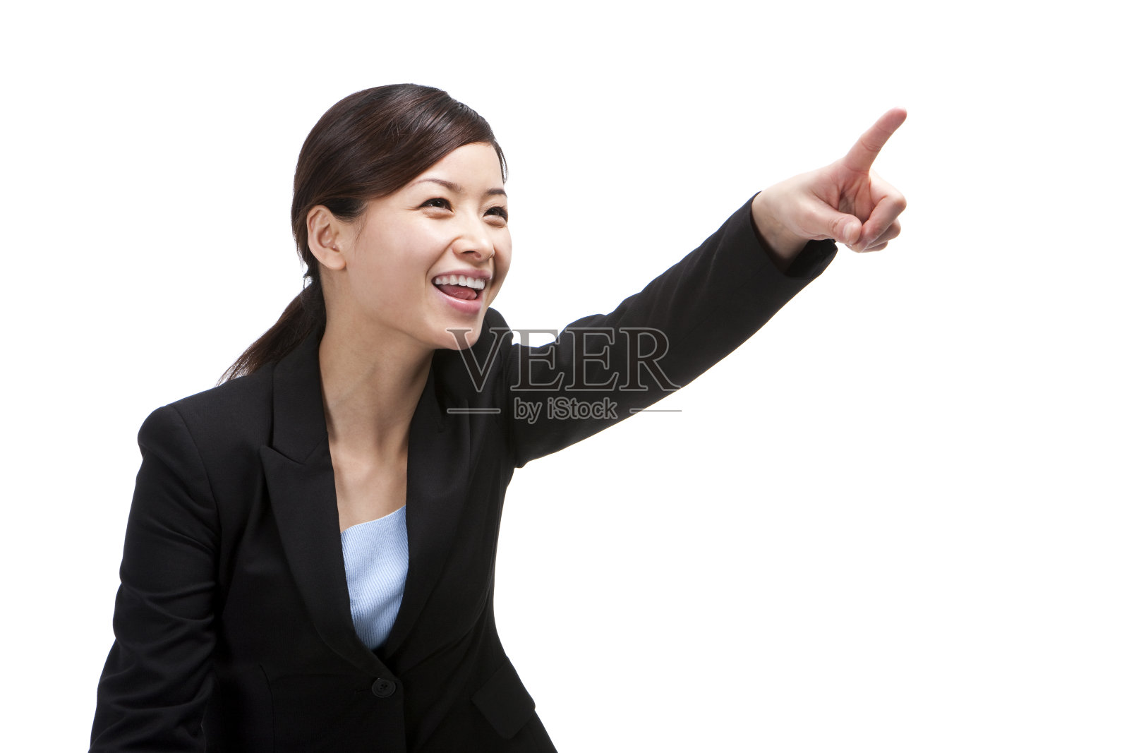 青年商务女士手指前方照片摄影图片