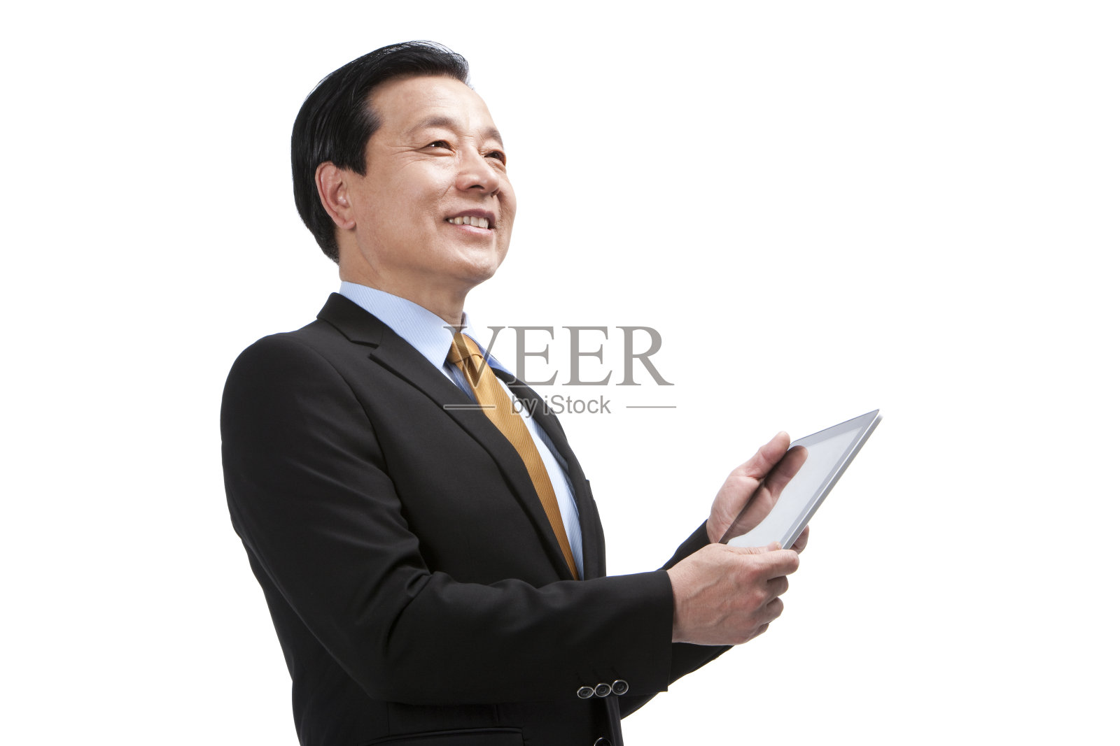 中年商务男士和平板电脑照片摄影图片