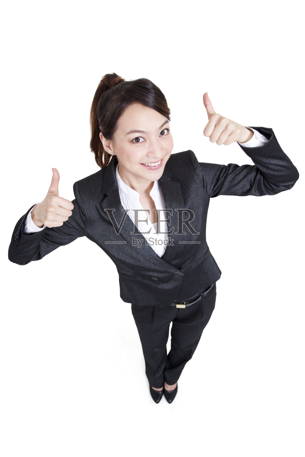 职场女士竖拇指照片摄影图片
