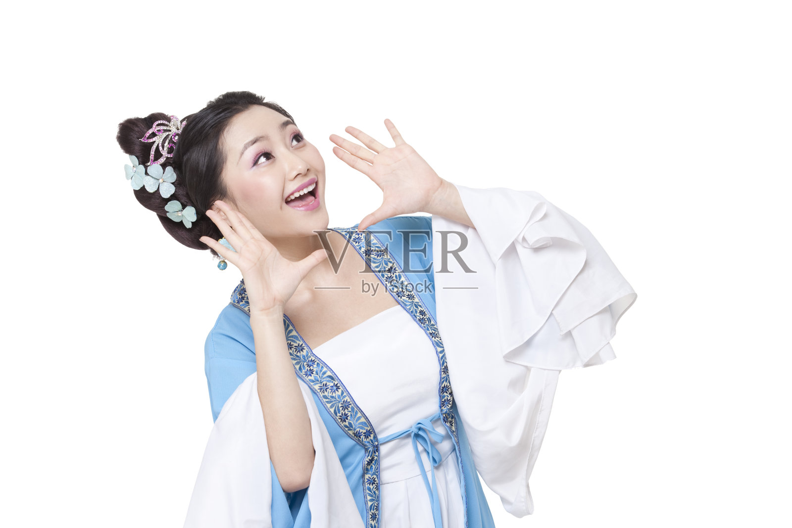 古装美人呐喊照片摄影图片