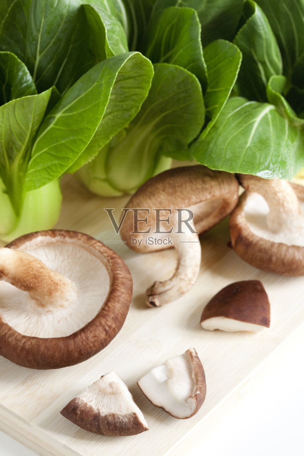 蘑菇和小油菜照片摄影图片