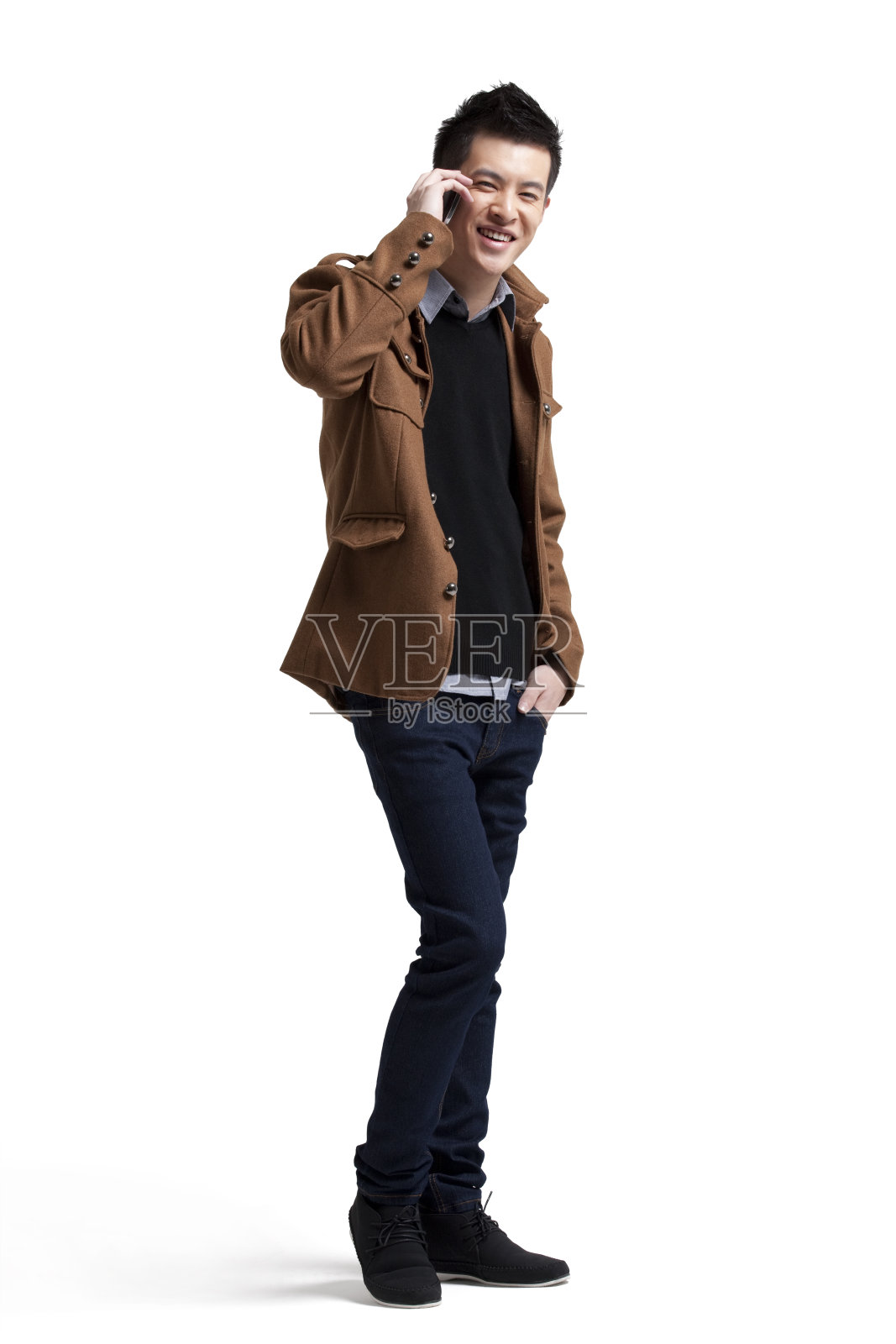 时尚青年男子和手机照片摄影图片