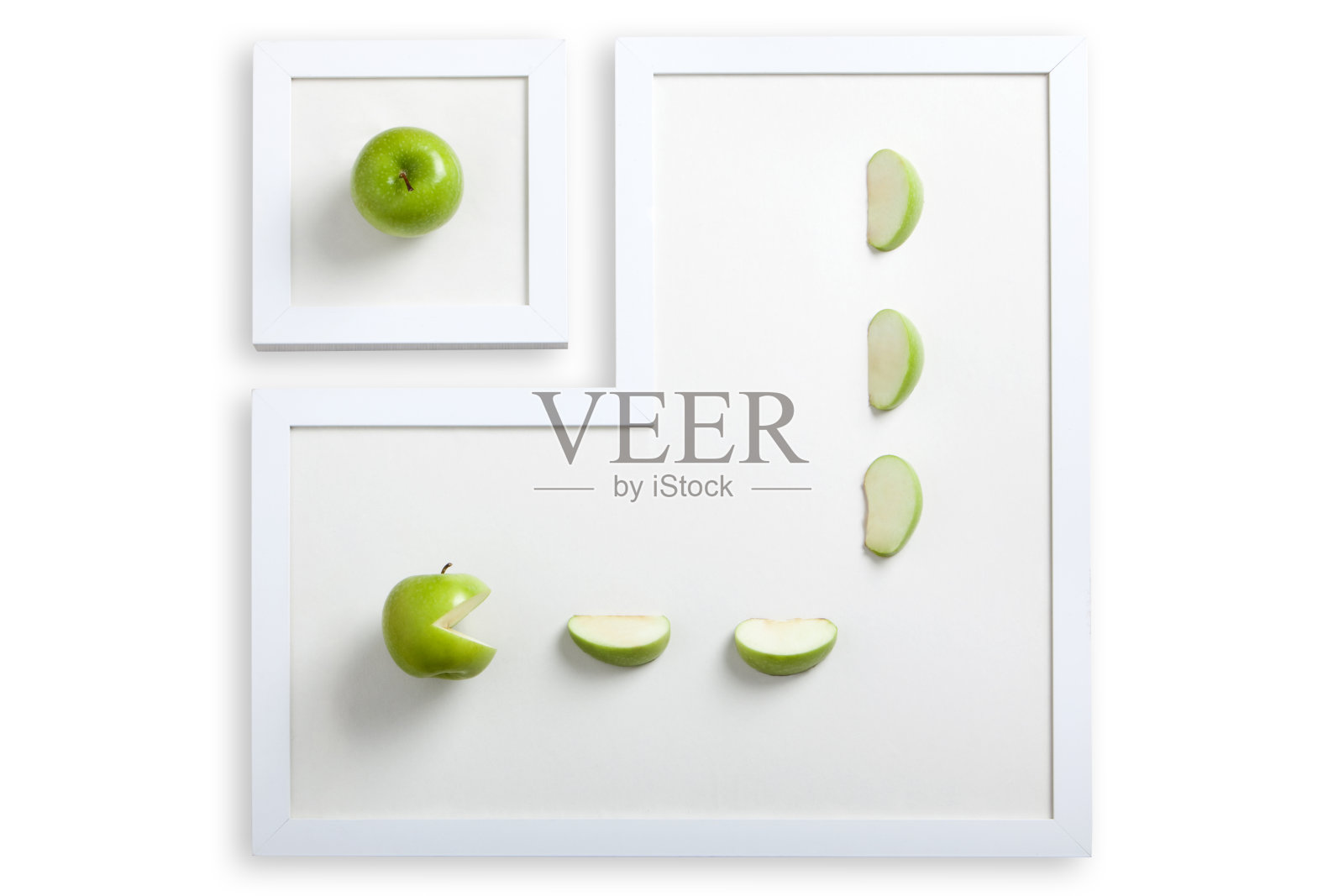 木板上排列的苹果照片摄影图片