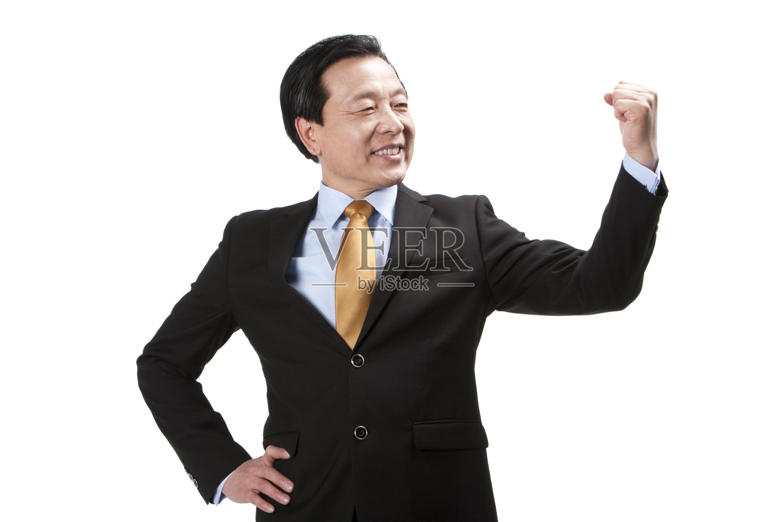 中年商务男士加油照片摄影图片