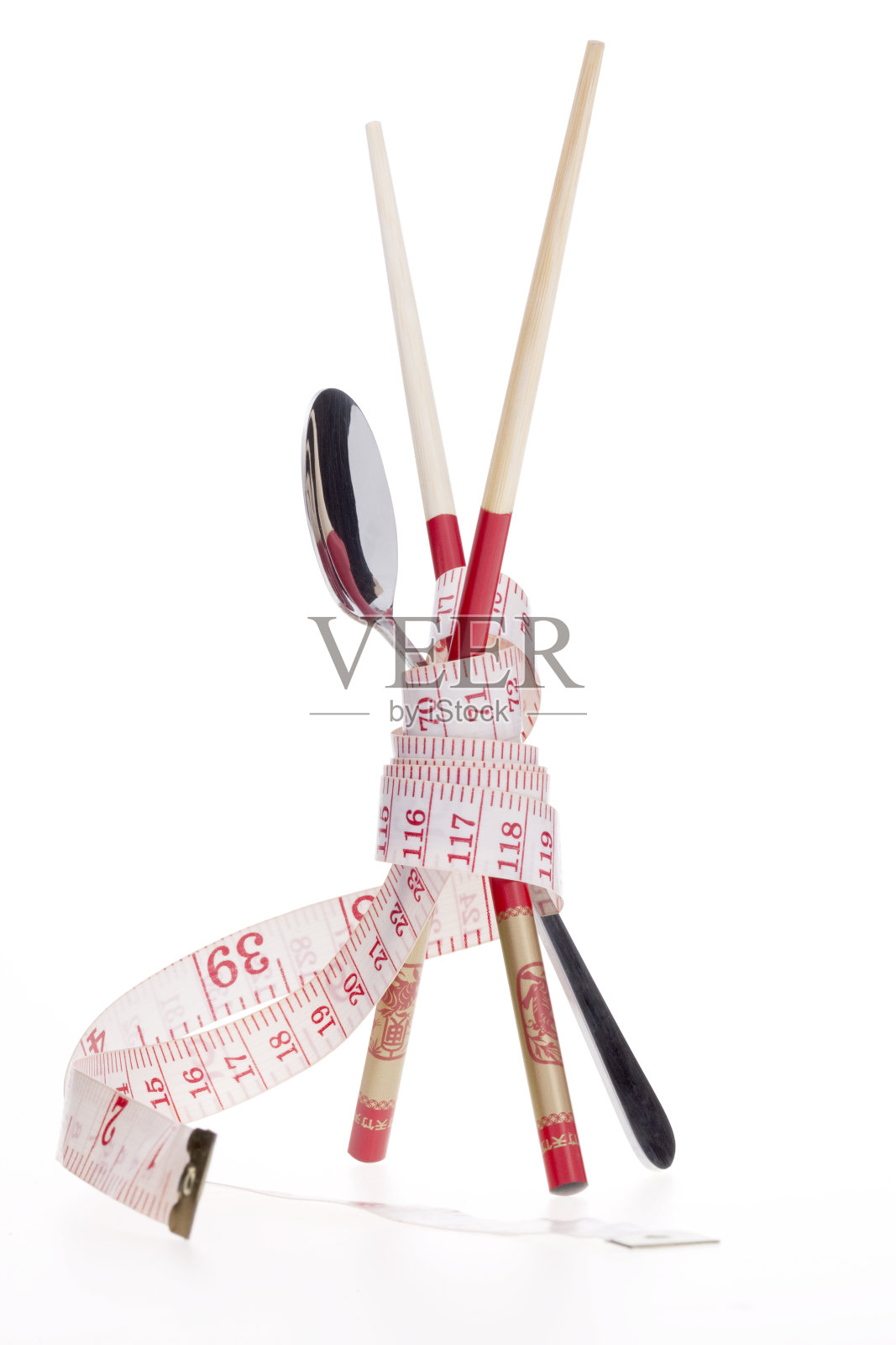 创意餐具和皮尺照片摄影图片