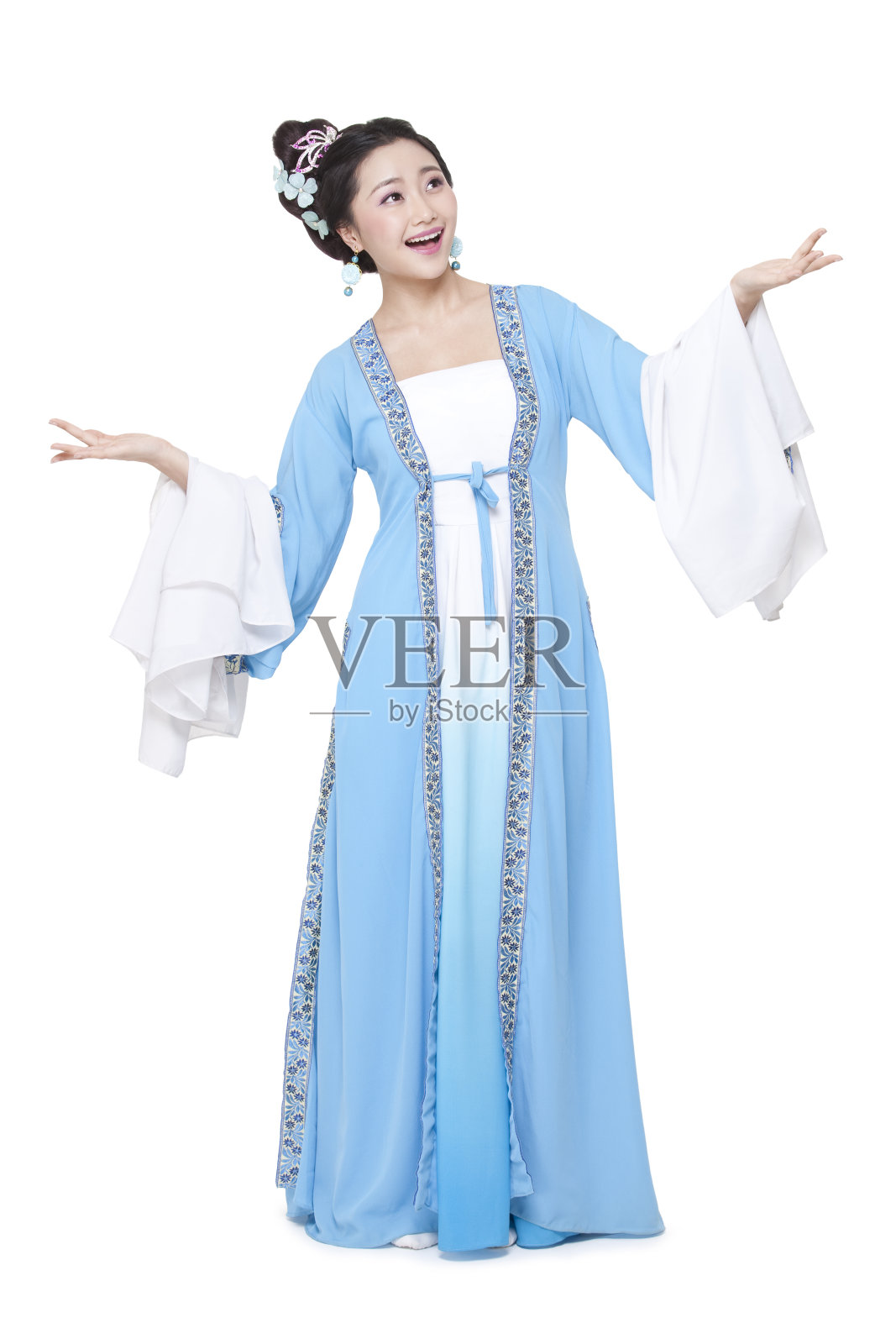 古典美女张开双手照片摄影图片