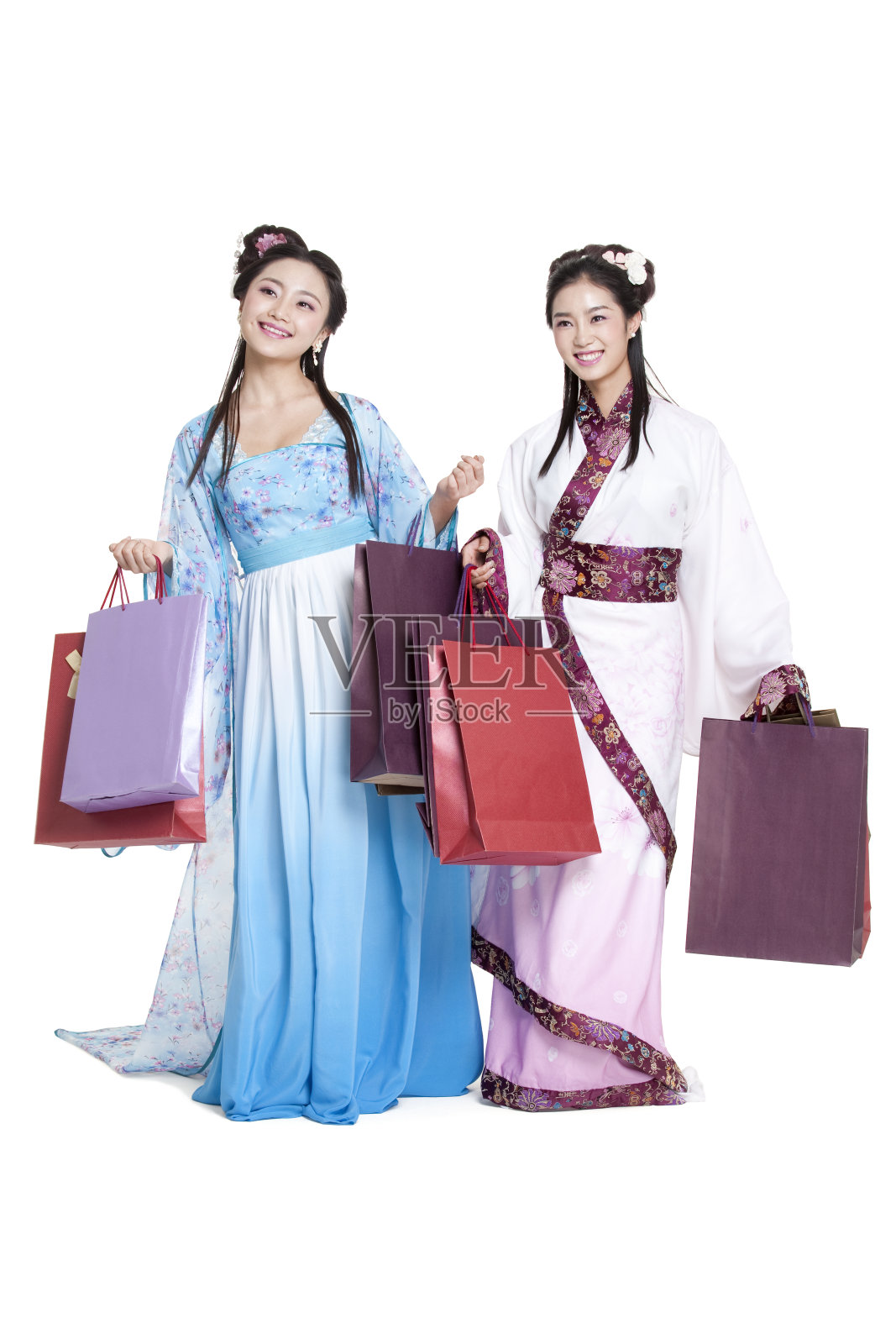 古装美女购物照片摄影图片