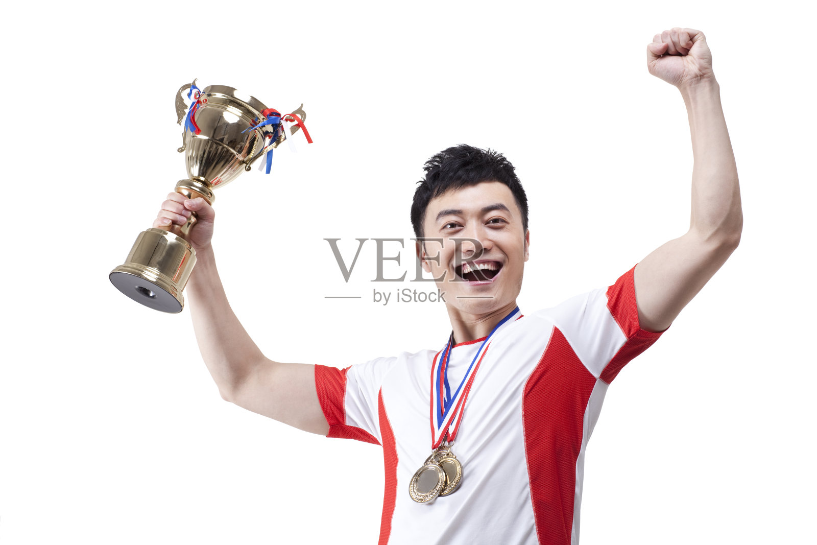 运动员和奖杯照片摄影图片