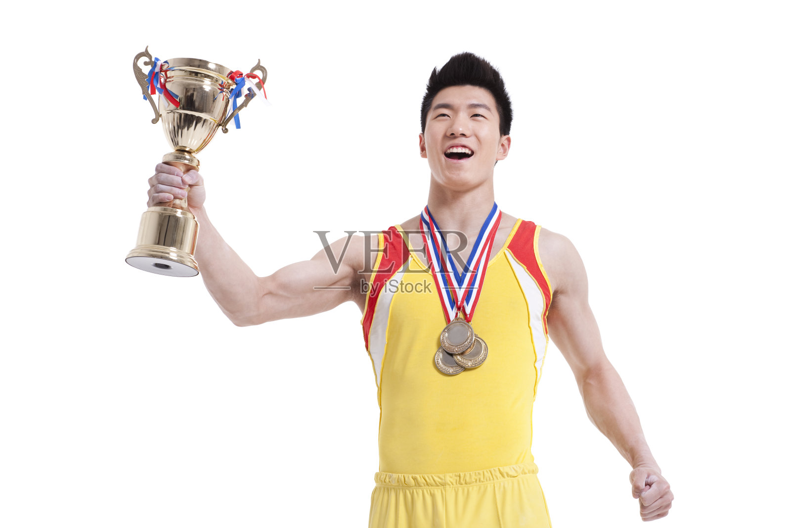 运动员和奖杯照片摄影图片