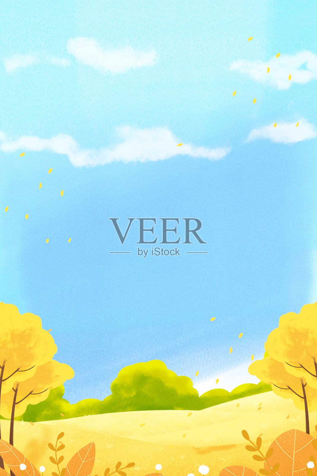 卡通秋天晴朗的天空插画图片素材