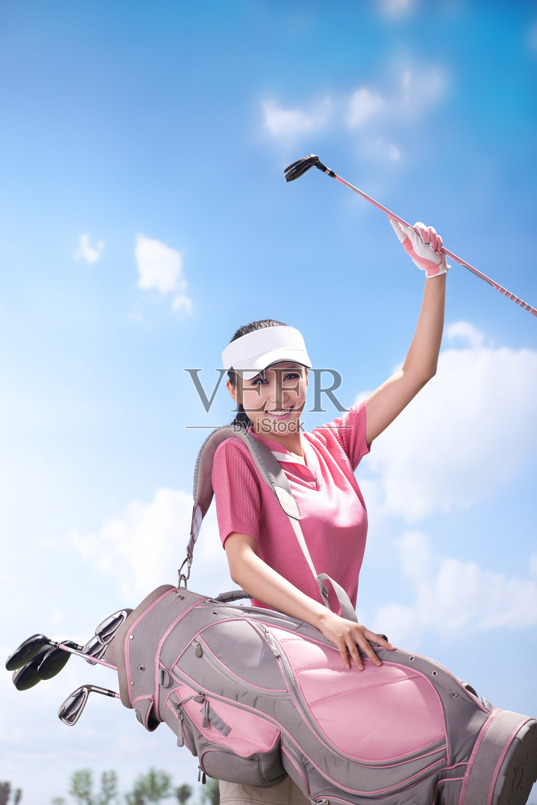 东方女人性感高尔夫照片摄影图片