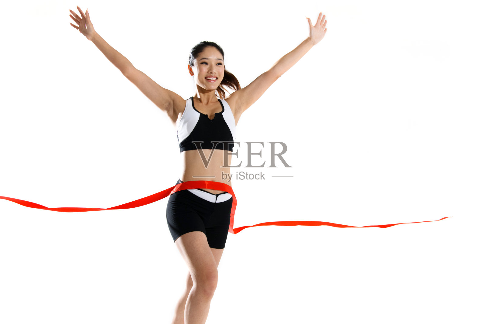 东方青年女子冲刺照片摄影图片