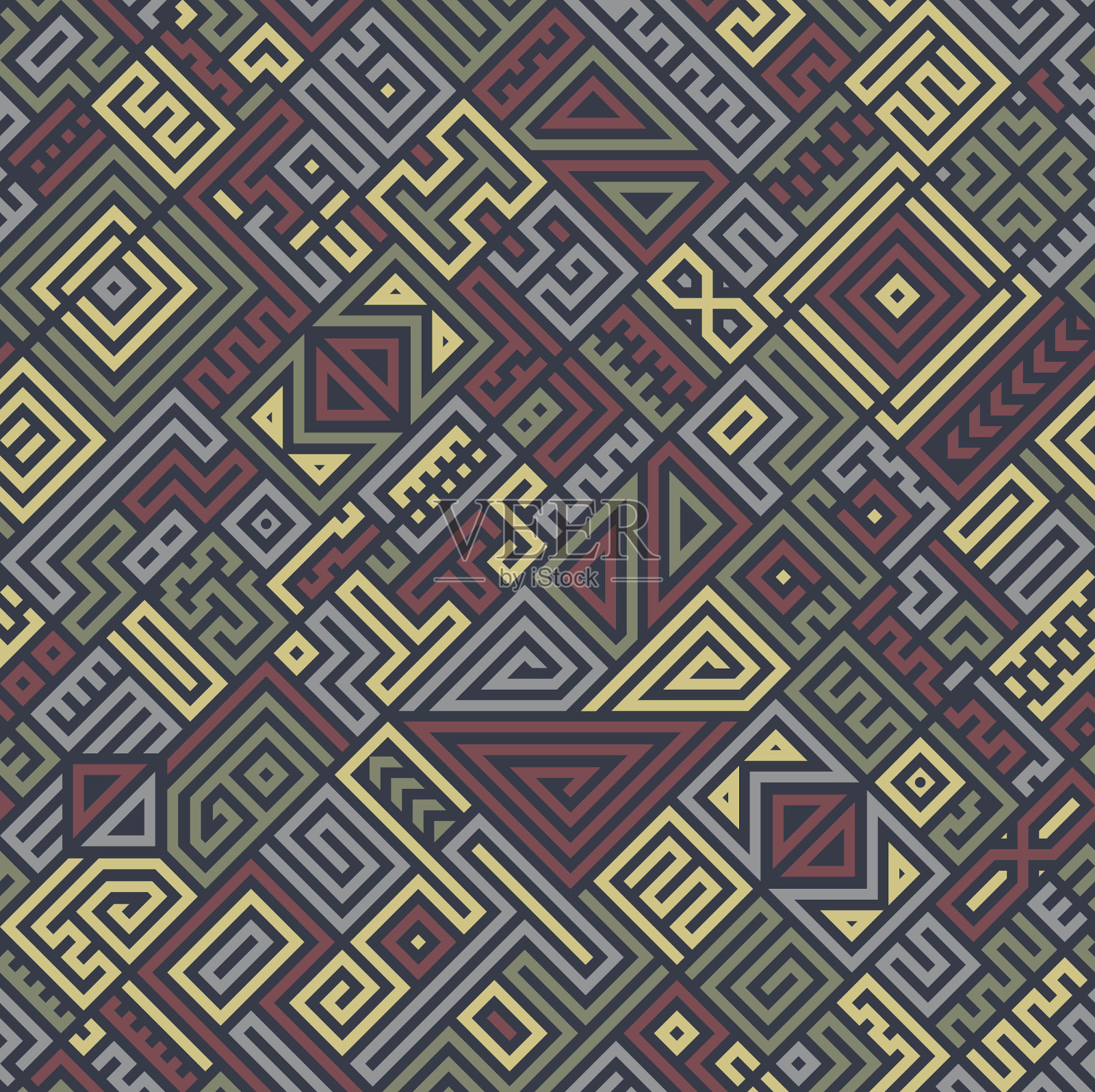 部落无缝图案单色种族插画图片素材