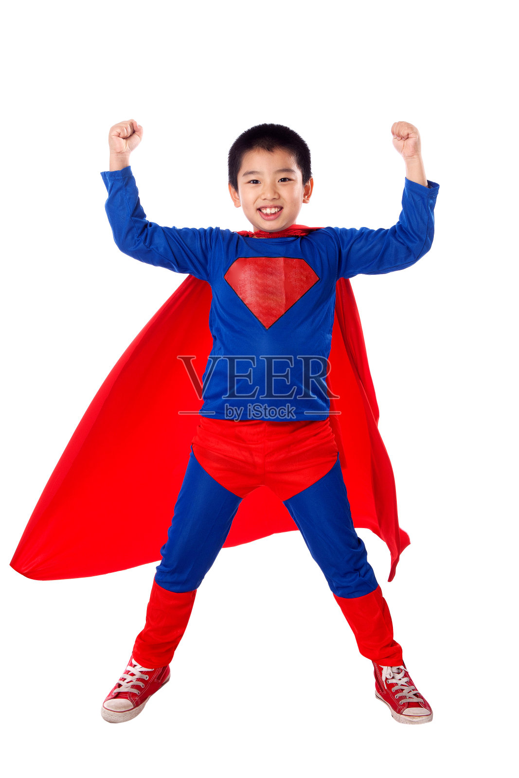 小男孩扮超人照片摄影图片