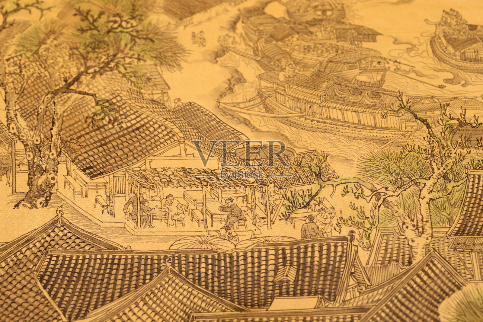 清明上河图插画图片素材