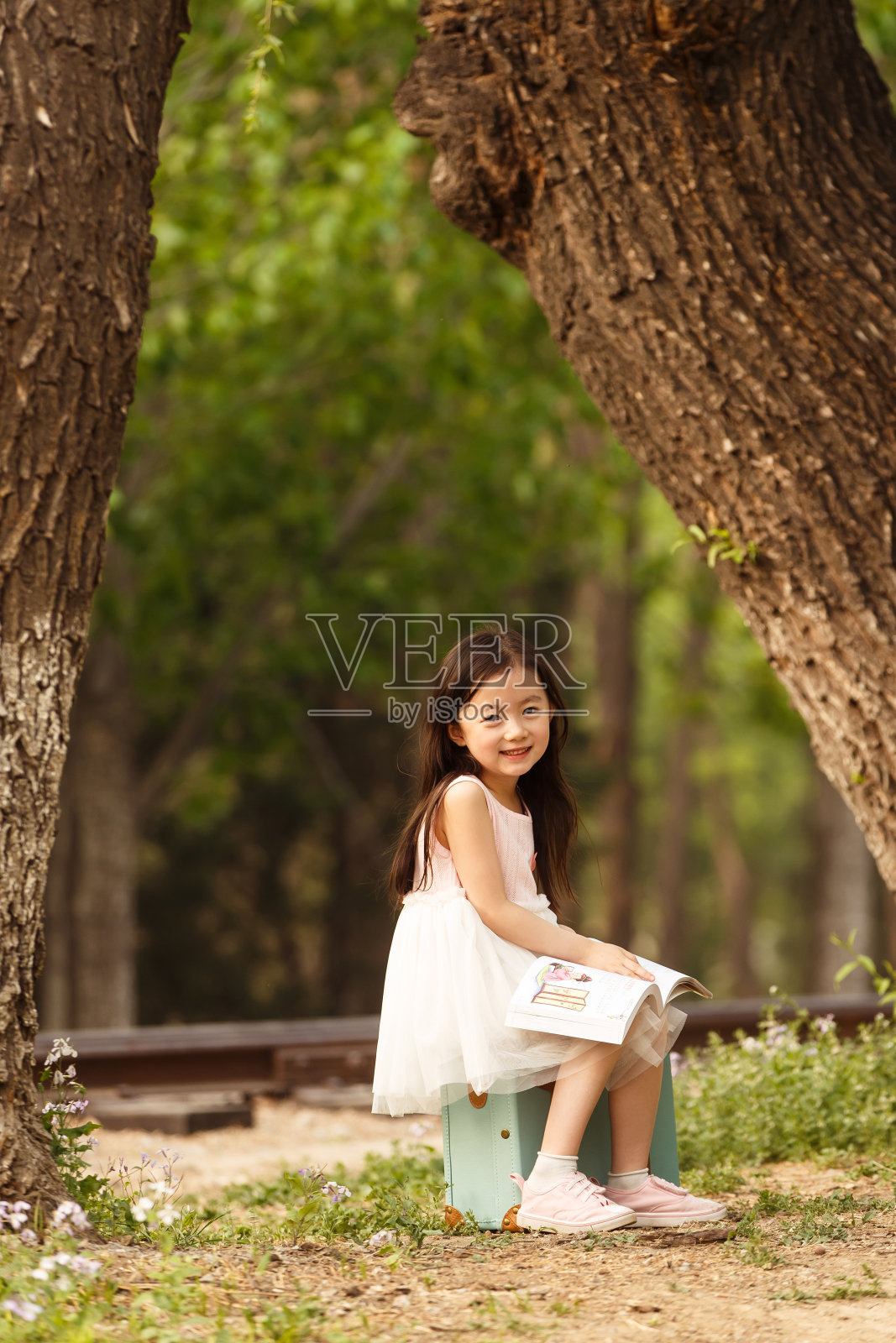 可爱的小女孩在户外照片摄影图片