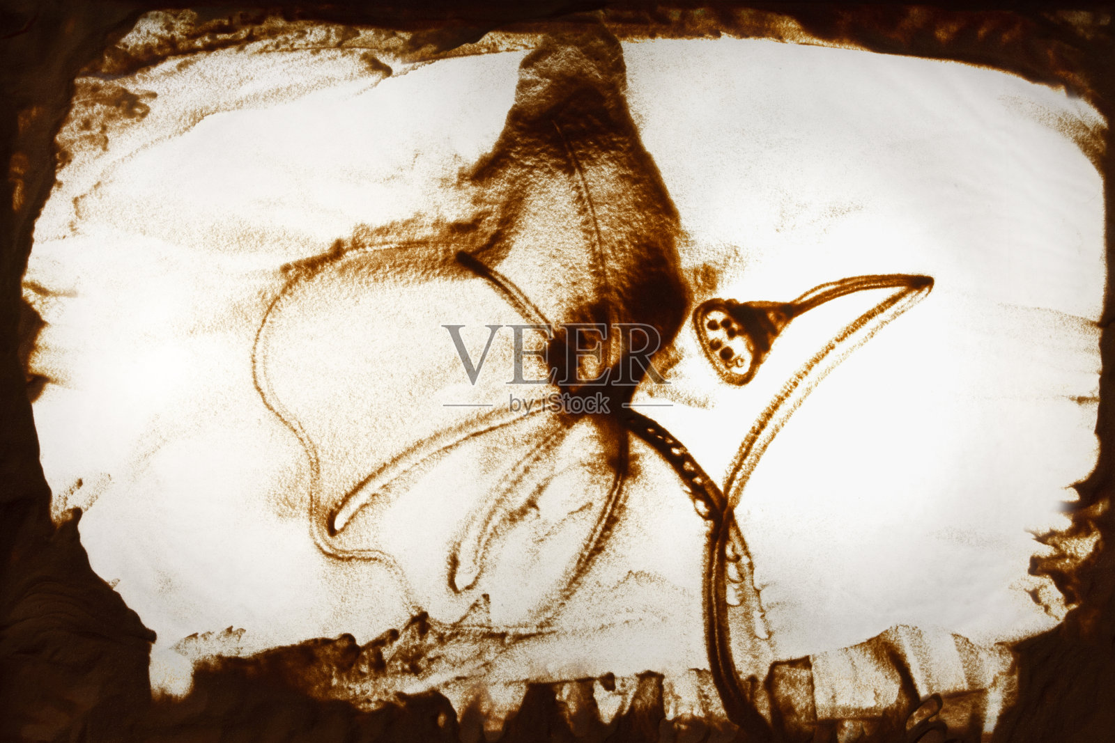 荷叶莲蓬沙画插画图片素材