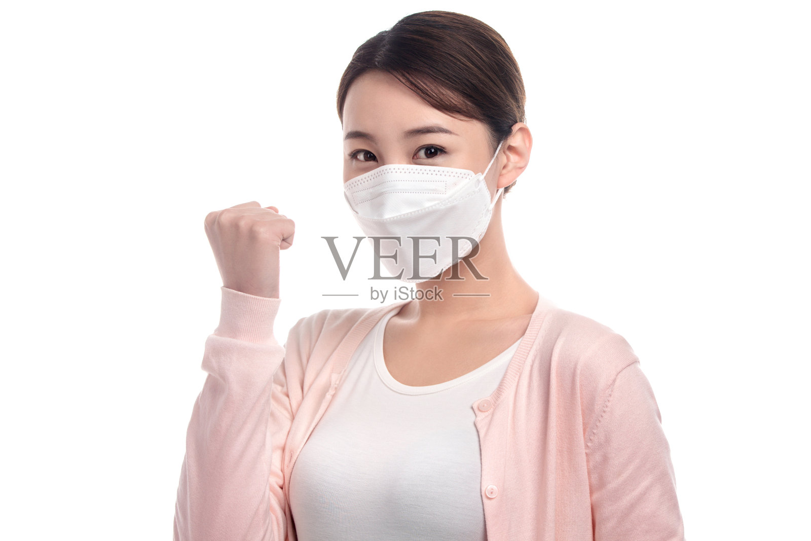 戴口罩的年轻女人肖像照片摄影图片