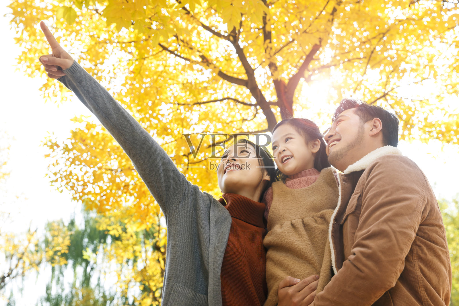 一家三口在户外玩耍照片摄影图片