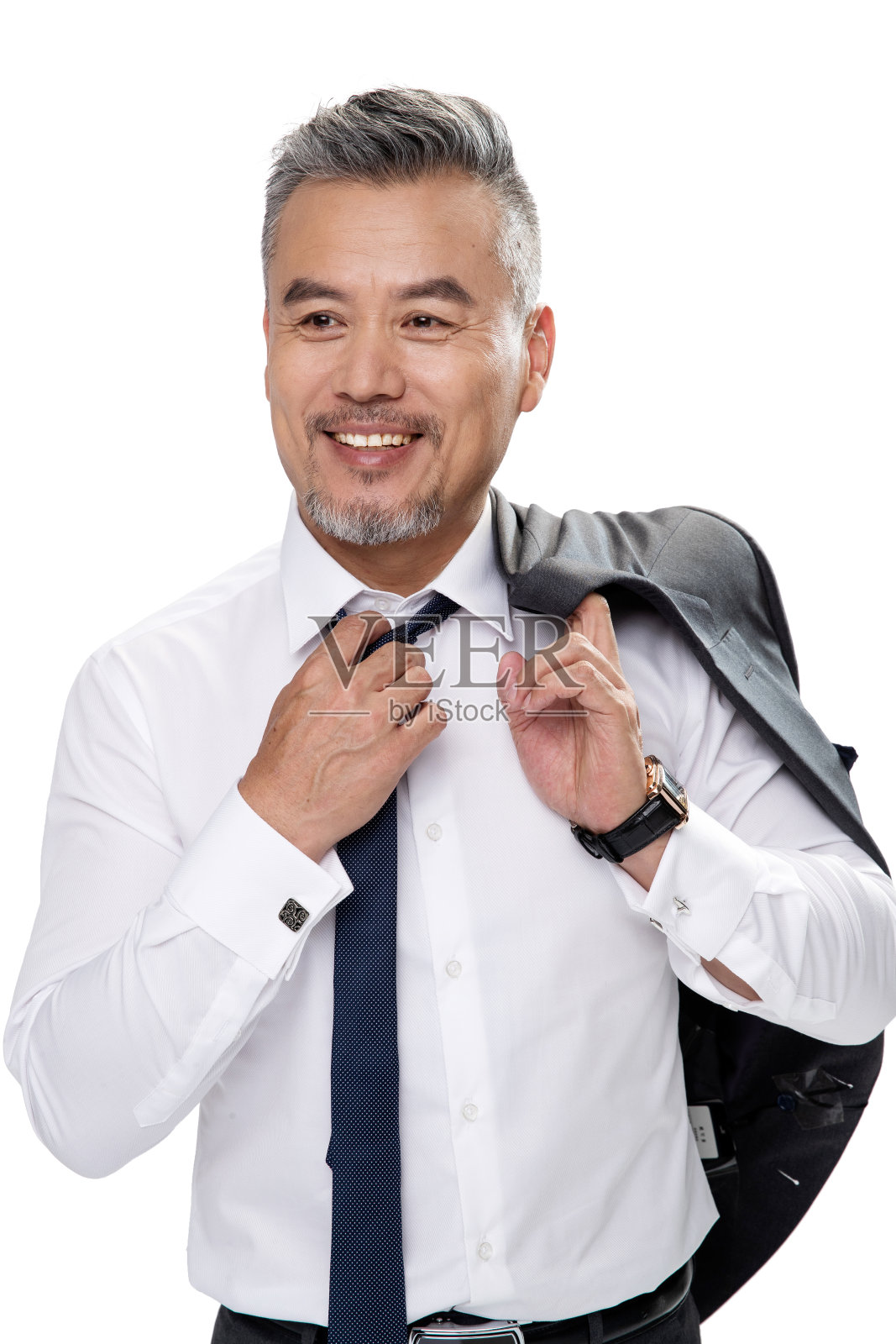 披着西服的商务中老年男士照片摄影图片