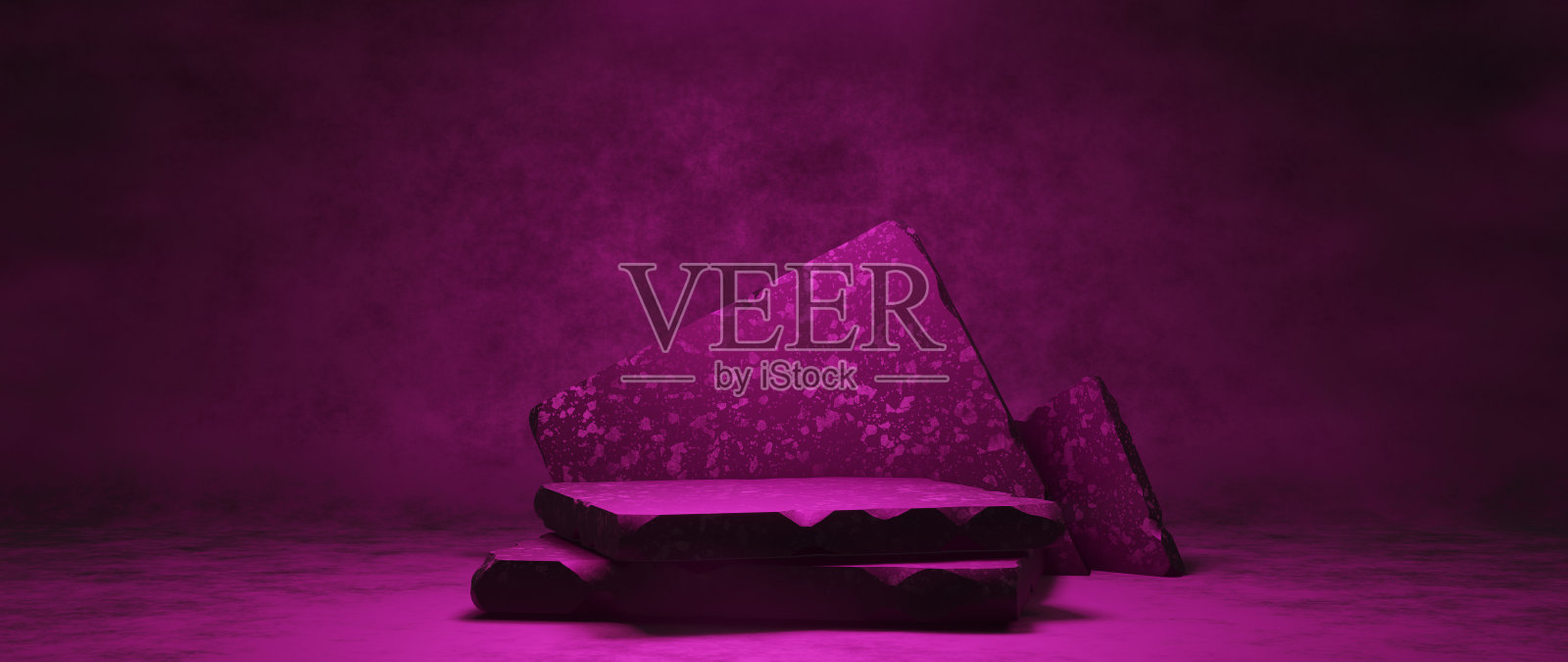 优雅豪华的烟雾氛围平台舞台时尚的暗亮紫色呈现显示背景3D渲染照片摄影图片